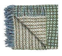 Green Welsh Tapestry Woollen Throw. Traditional Carthen Welsh Blanket - Einon pattern. Finished with fringing.