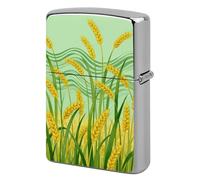 Green Wheat Field Lighter Case Metal Double-Sided Lighter Cover Pocket Lighters Sleeve Windproof Lighters Accessories for Men Women