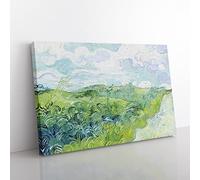 Green Wheat Fields By Vincent Van Gogh Classic Painting Canvas Wall Art Print Ready to Hang, Framed Picture for Living Room Bedroom Home Office Décor, 50x35 cm (20x14 Inch)