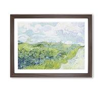 Green Wheat Fields By Vincent Van Gogh Classic Painting Framed Print | A4 Walnut Framed Wall Art | Ready to Hang | Classic Historical Picture | Living Room Bedroom Lounge Office