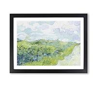 Green Wheat Fields By Vincent Van Gogh Classic Painting Framed Wall Art Print, Ready to Hang Picture for Living Room Bedroom Home Office Décor, Black A3 (46 x 34 cm)