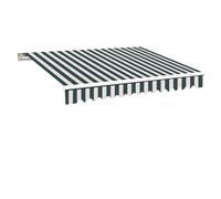 (Green-White, 3.5x2.5M) Greenbay DIY Patio Retractable Manual Awning Garden Sun Shade Canopy Gazebo with Fittings and Crank Handle