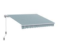 Green/White 4x3m Retractable Awning Sun Shade Canopy, 100% Polyester, Manual UV
