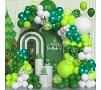 Green White Balloon Arch Kit, 130 Pcs Matte White Dark Lime Green Confetti Latex Balloon Garland for Boys Girls Birthday Baby Shower Wedding Anniversary Wild One Jungle Safari Theme Party Decoration