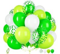 Green White Balloons, Ousuga 30 pcs 12 Inch Matte White Lime Green Confetti Latex Balloons Set For Boys Men Birthday Jungle Safari Baby Shower Wedding Anniversary Engagement Dinosaur Party Decorations