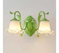 Green//White E27 Iron Indoor Wall Sconces Modern Flower Glass Wall Sconce Nordic Branch Wall Lamp Creative Cream Wall Light with Crystal Decoration for Bedroom Bedside Hallway