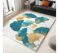 Green White Flannel Carpet Short Pile Soft and Skin Friendly, Realistic Ginkgo Leaf Elegant Non-Slip Easy Clean Decor No Shedding, 60 x 90 cm Carpets Anti-Fade Room Office bedroom Gifts