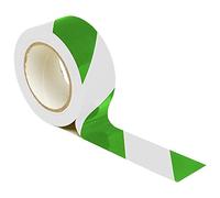 Green/White Floor Lane Marking Line Adhesive Tape 50mm Wide x 33M Long - 1 x Roll Green/White - Hazard Caution Tape & Warning, Social Distancing, Warehouse & Gym Floor