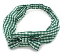 Green & White Gingham Check Headband with Bow Hair Accessories by Zest