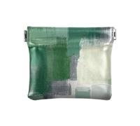 Green White Gray Ink Art Painting Women PU Leather Coin Purse Convenient Mini Card Holder Wallet for Women