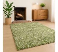 Green White Grey Spot Pattern Shaggy Runner Soft Hallway Kitchen Rug 60cm x 240cm (1ft 12" x 7ft 10")