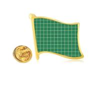 Green White Grid Decorative Pattern Golden Metal Flag Lapel Pin Badge