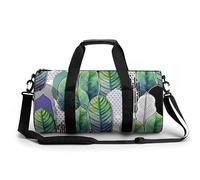 Green White Leaves Sport Duffel Bag Gym Bag Weekend Overnight Bag for Travel Camping Hiking Beach 45x23x23cm