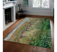 Green & White Spring Orchard Area Rugs 100x150cm for Bedroom Living Room Blossom Hills Landscape Washable Rugs for Entryway Kitchen Mat Non Slip Bedside Monet Rug Home Decor