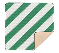 Green White Stripe Soft Foam Baby Play Mat for Floor Cozy Breathable Tummy Time & Crawling Mat for Baby Kids Toddlers Infants, 50'' x 50''