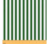 Green White Striped Craft Fabric No Stretch,Stripes Classic Vertical Soft Flannel Polyester,Geometric Lines Ideal for Quilting & Handmade Artwork,Classic Simple 10 Yard Bolt,360" L x 59" W