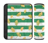 Green White Striped Ginkgo Biloba Leaf 2 pcs Covers for seat Belts More Comfort Driving for Sedan accesorios para carro