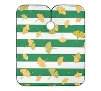 Green White Striped Ginkgo biloba Leaf Apron Cape with Adjustable Snap Closure, Cool Color Capes for Hair Stylist capa para cortar Cabello 65" x 55"