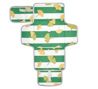 Green White Striped Ginkgo Biloba Leaf Reusable Portable Changing pad with Tissue Pocket Changing pad for Changing Table for Moms, Dads cambiadores de pa?ales para Bebes