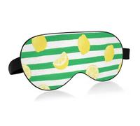 Green White Striped Lemon Fruit Travel Essential Eye Sleep Cover with Elastic Adjustable Band Blackout Breathable Eye mask Night Sleep