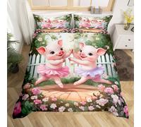 (Green White, Super King(No Comforter)) Homewish Pink Monkey Bedding Set Double,Jungle Animals Monkey Duvet Cover Cute Leaves Banana Comforter Cover Wildlife Natural Bed Cover for Kids Boys
