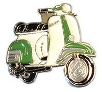 Green & White Vespa Scooter MOD Scooterist Metal Enamel Badge