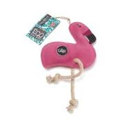 Green & Wilds Floyd the Flamingo dog toy (Suede & Rope)