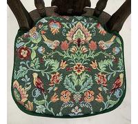 Green William Morris Style Tapestry Weave Spindle Back Chair Seat Pads, for Seats Approx. 14" (36cms) Wide x 13" (34cms) Deep