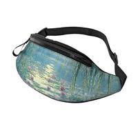 Green Willow Branches Trendy Printed Crossbody Bag Water Lilies Unisex Crossbody Waist Pack Lotus Flowers Adjustable Waist Fanny Pack Minimalists - Compact Alternative to Bulky Backpacks 14X35CM