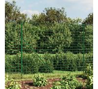 Green Wire Mesh Fence 1.4x25m with Spike Anchors - Galvanized Steel Euro Fencing for Animal Farm, Garden, and Protective Border Netting