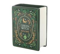 Green Witch Book Shaped Vase | Ceramic Grimoire Design | Mystical Home Decor