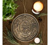 Green Witch Bronze Effect Terracotta Hanging Plaque For Magical Home & Garden