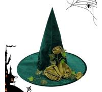 Green Witch Hat Adult,Wizard Caps Headwear Accessory | Carnival Witch Hat Floral Vine Decor Wizard Hat for Women Girls Headwear Accessory
