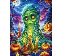 Green Witch in A Pumpkin Patch 300 Pcs Jigsaw Puzzle Bundle Scenery Science Fiction Puzzle for Adults Teens 14+ Fun Family Game Mindful Activity Spring Gift Precision Cut Board 300 PCS