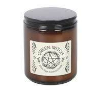 Green Witch White Sage Amber Glass Candle | Energy Clearing & Mystical Rituals
