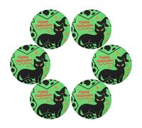 Green Witch with Black Cat Halloween Halloween Decorations placemat Round Table Rustic Waterproof placemat doiles para poner Los platos en la mesa 15.4x15.4in Set of 6