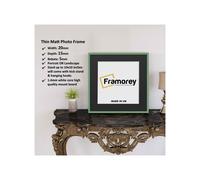 (Green With Black Mount, 30x30CM Pic (40x40CM Frame)) Square Size Thin Matt Green Picture Frame Wall Art Frames Flat Wooden Effect Poster Frame