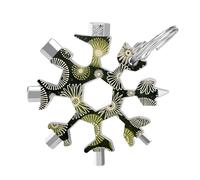 Green with Circles 19-in-1 Snowflake Multi Tool, Stainless Steel Metal Snowflake Multitool with Keychain, Compact & Portable Tools for Outdoor Camping Survival Daily Use Gift for Men
