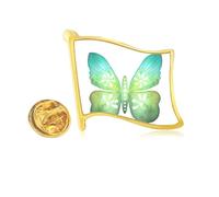 Green with Floral Pattern Golden Metal Flag Lapel Pin Badge