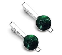 Green Wolf 2 Pcs Tie Clips for Men Necktie Tie Bar