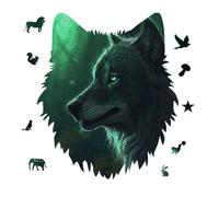 Green Wolf Jigsaw Puzzle 175PCS Wolf Head Design Puzzle Wooden Jigsaw Puzzles for Adults Families