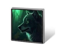 Green Wolf Lapel Pin for Men Brooches And Pins for Women Square Metal Badge for Shirts, Jackets, Hats | Durable Fashion Accessory & Gift for Men, Women, Events