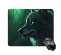 Green Wolf Mouse Pad Square Mouse Mat Non-Slip Rubber Base Mousepad Wireless Mice Mat for Gaming, Office & Home, Waterproof Mouses Mats for Laptop/Desktop 20 * 25cm