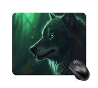Green Wolf Mouse Pad Square Mouse Mat Non-Slip Rubber Base Mousepad Wireless Mice Mat for Gaming, Office & Home, Waterproof Mouses Mats for Laptop/Desktop 25 * 30cm