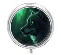 Green Wolf Pill Case Pill Box with 3 Compartments
