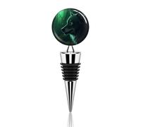 Green Wolf Wine Stopper Reusable Wine Bottle Stopper Decorative Metal Beverage Bottle Toppers for Champagne, Liquor & Oil Bottles Wedding Christmas Party Bar Decor