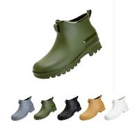 Green Women Wellies Ladies' Wellington Boots Gardening Shoe Rainboot Slip on Garden Boot Ankle Short Booties Waterproof Rain Boots Dog-Walking Water Shoe Size 5 Footwear