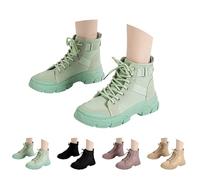 Green Women's Canvas High-Top Combat Boots Lace-Up Tactical Work Motorcycle Boots Breathable Lightweight Ankle Bootis Footwear Gift UK 4