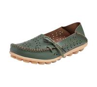 Green Women's Loafers & Moccasins Comfort Wide Fit Walking Cute Flat Loafer Flower Hollow Out Soft Cowhide Leather Loafer Flat Shoes Slip-Ons Ladies Loafers Slippers Footwear UK Size 5