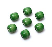 Green Wood Beads, 110 PCS 17x 16mm Barrel Wooden Beads with 8mm Large Hole for Craft Making